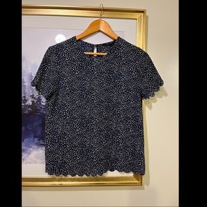 Banana Republic Navy Blue and White Polka Dot Top